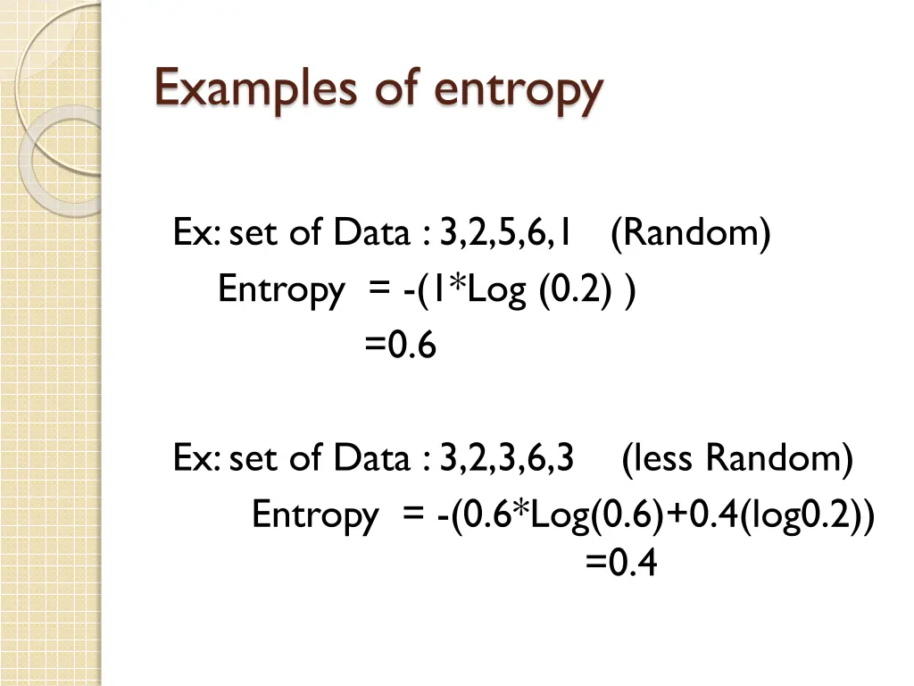 examples of entropy