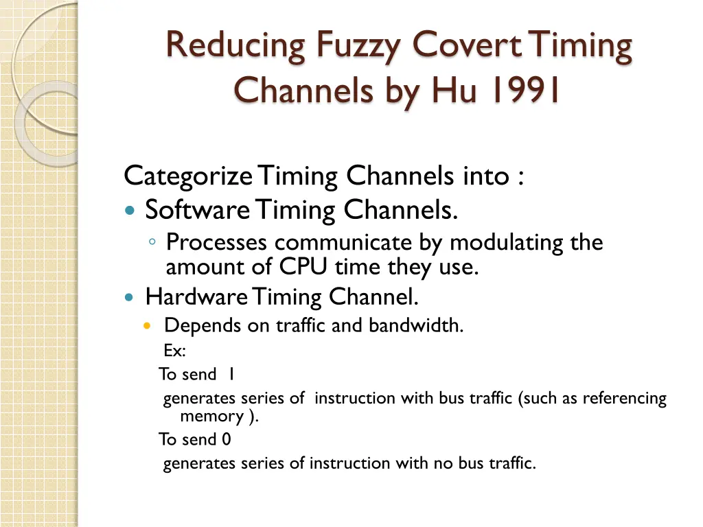 reducing fuzzy covert timing channels by hu 1991