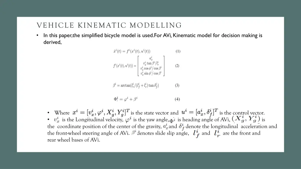 vehicle kinematic modelling in this paper