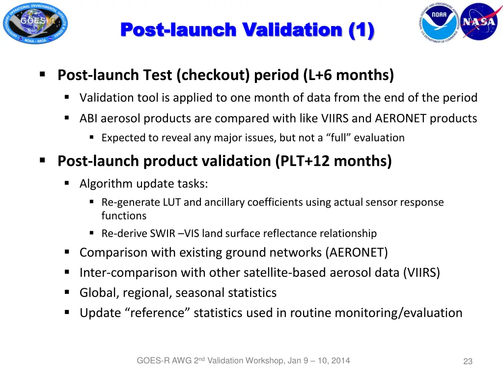 post post launch validation 1 launch validation 1