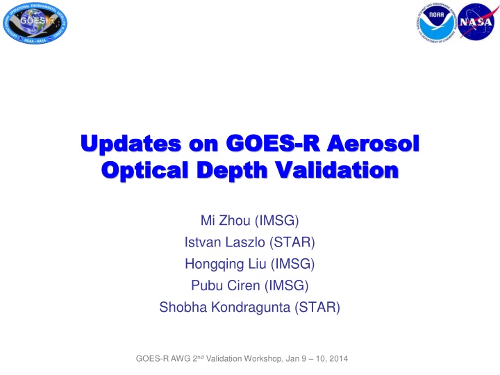 updates on goes updates on goes r aerosol optical