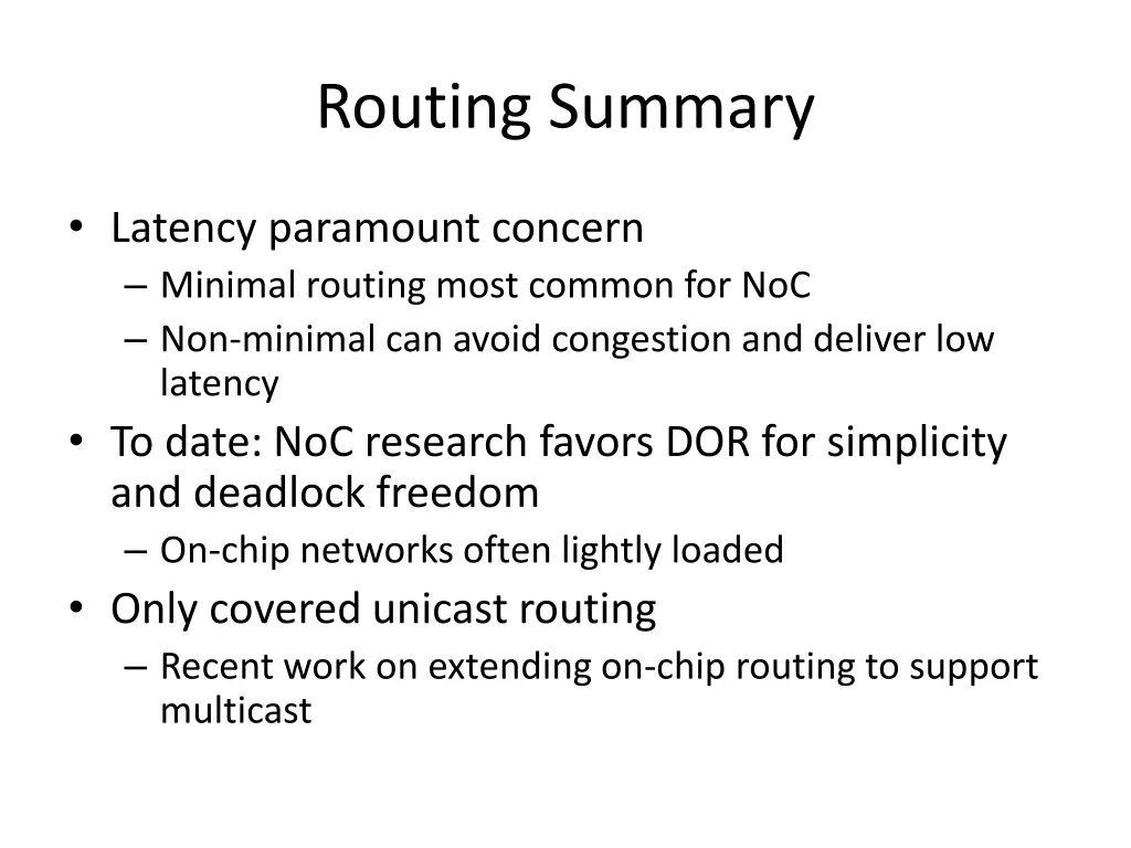 routing summary