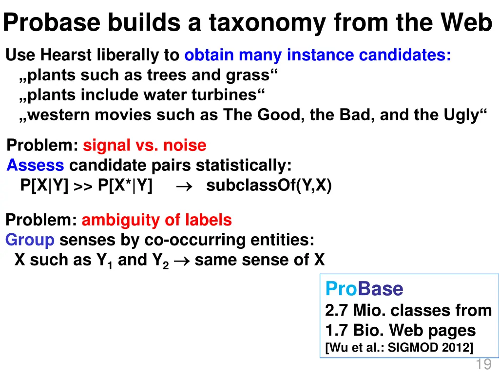 probase builds a taxonomy from the web use hearst