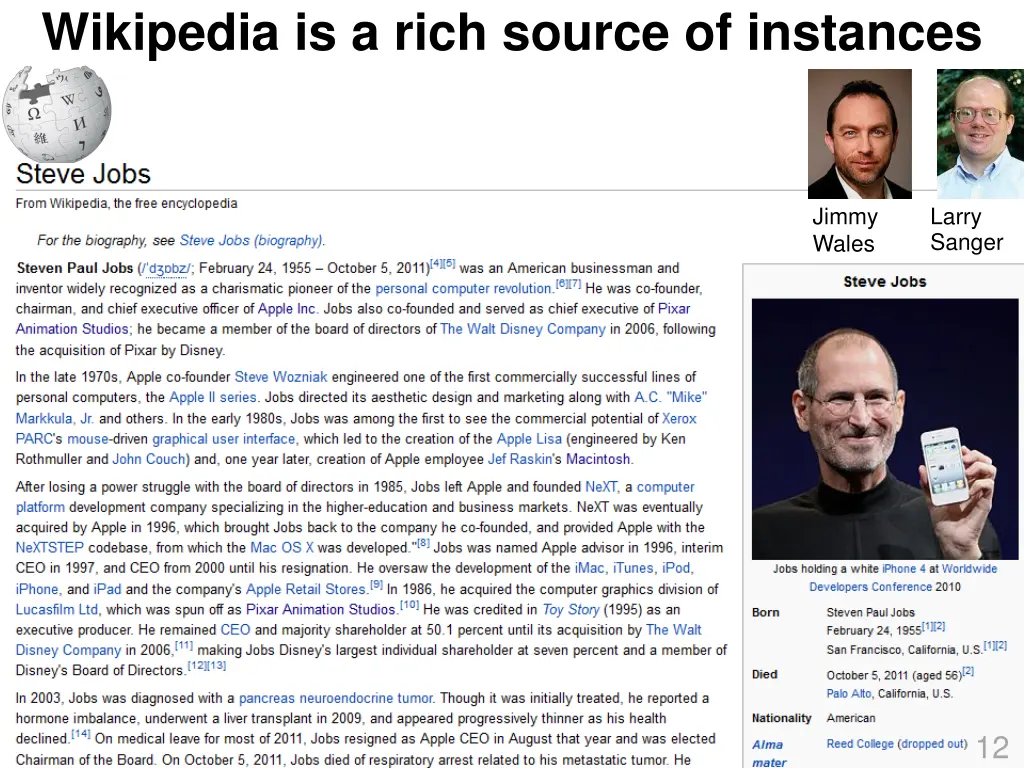 wikipedia is a rich source of instances