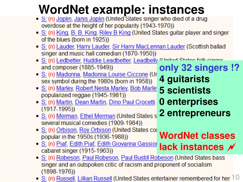 wordnet example instances