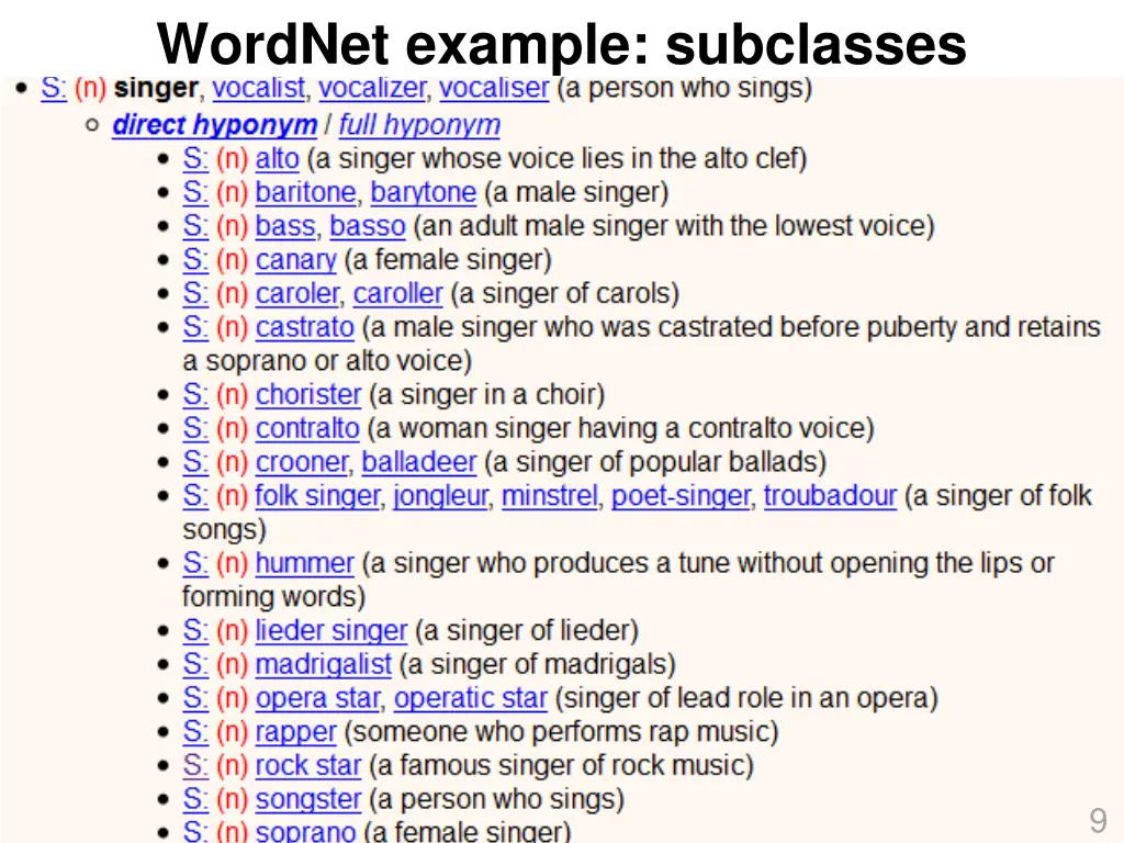 wordnet example subclasses