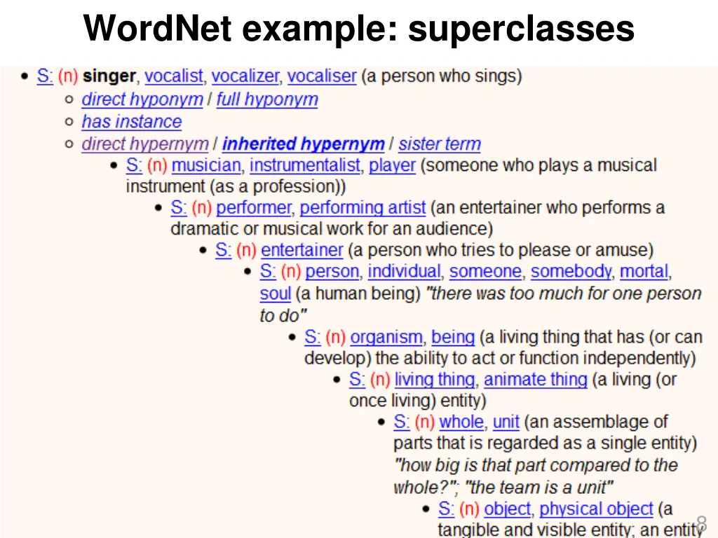 wordnet example superclasses