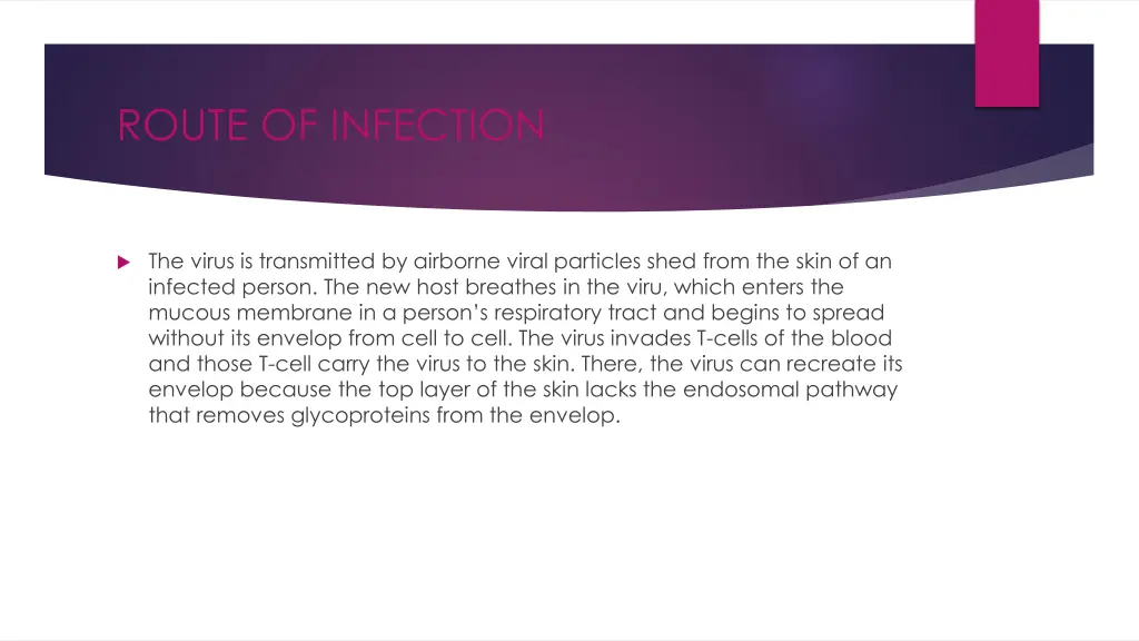 route of infection