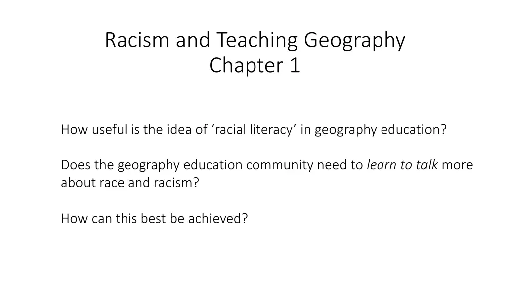 racism and teaching geography chapter 1