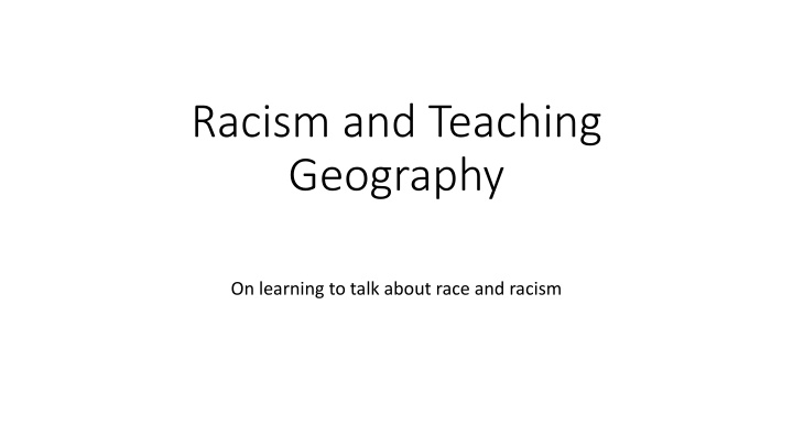 racism and teaching geography