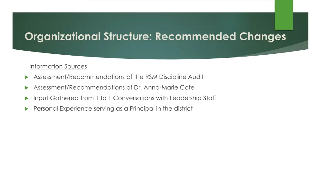 organizational structure recommended changes 1