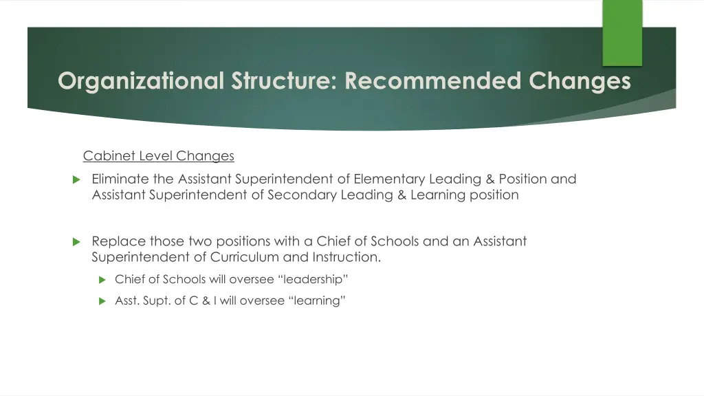 organizational structure recommended changes 3