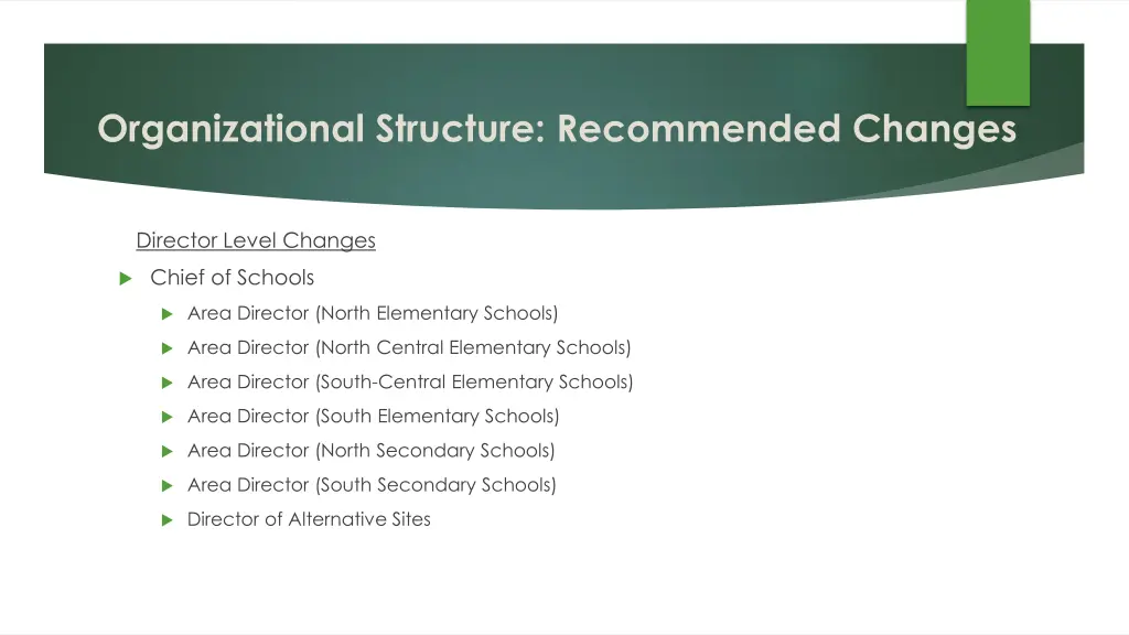 organizational structure recommended changes 4