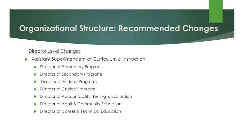 organizational structure recommended changes 5