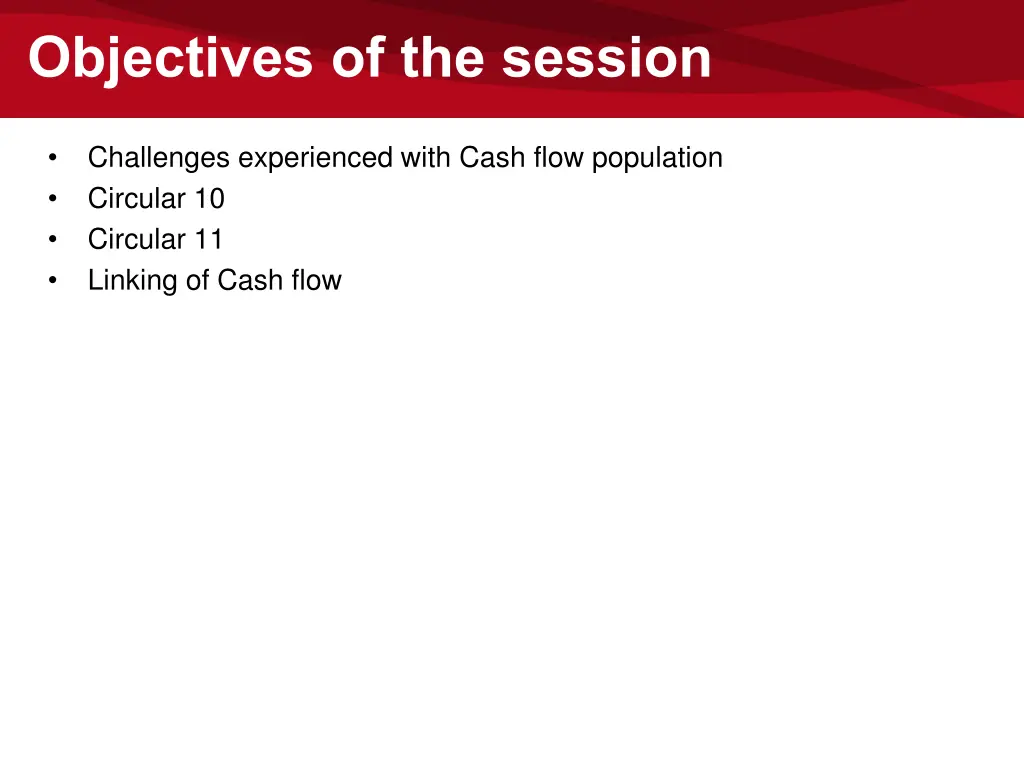 objectives of the session