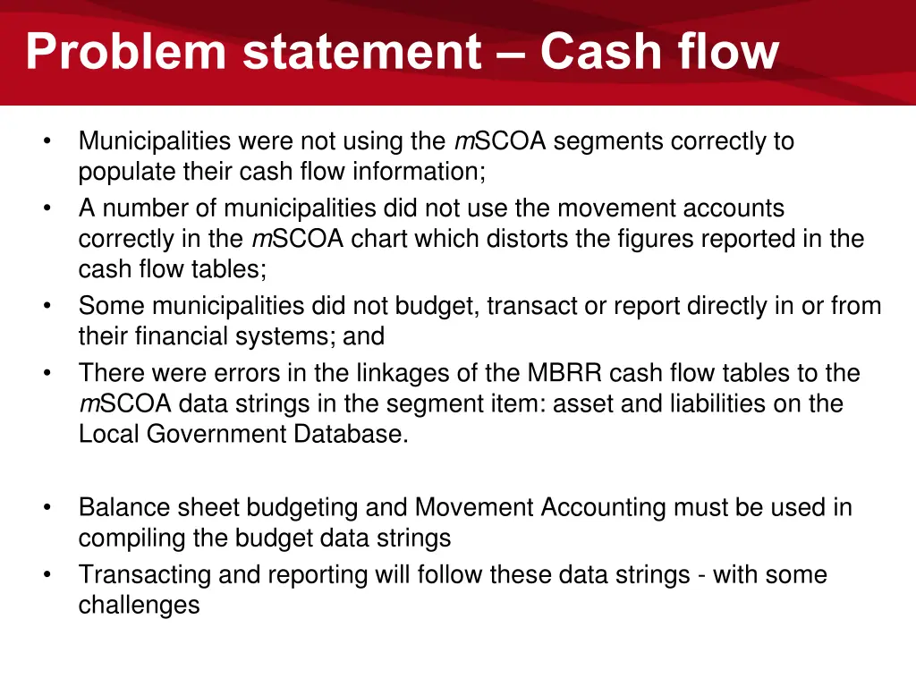 problem statement cash flow