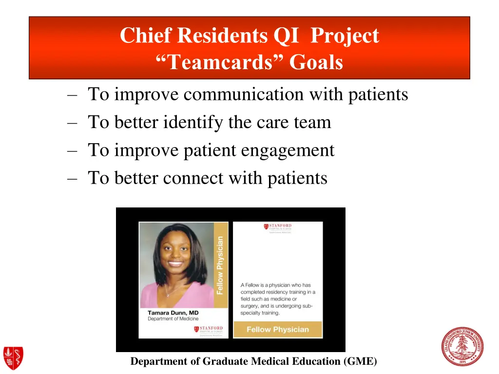 chief residents qi project teamcards goals