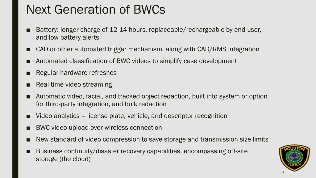 next generation of bwcs