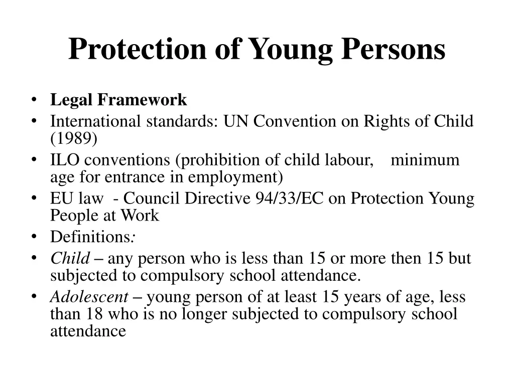 protection of young persons