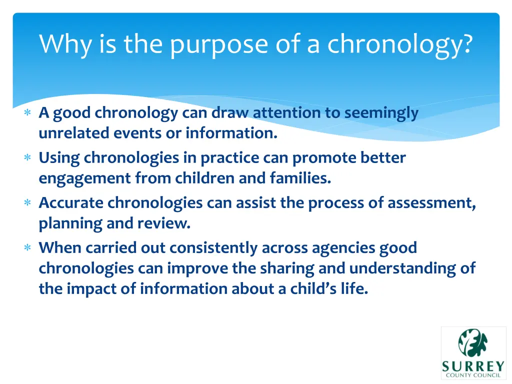 why is the purpose of a chronology 1