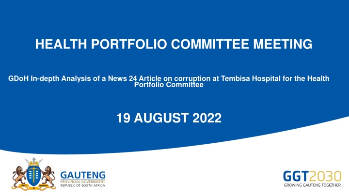 health portfolio committee meeting