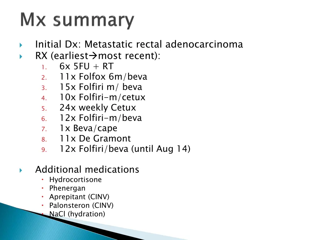 initial dx metastatic rectal adenocarcinoma