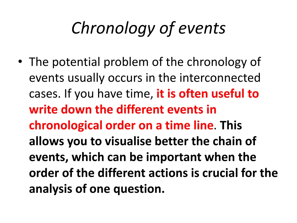 chronology of events