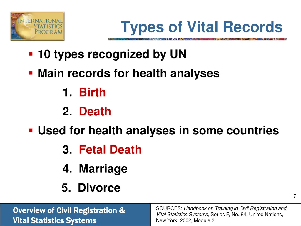 types of vital records