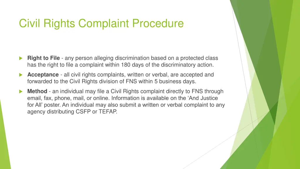 civil rights complaint procedure