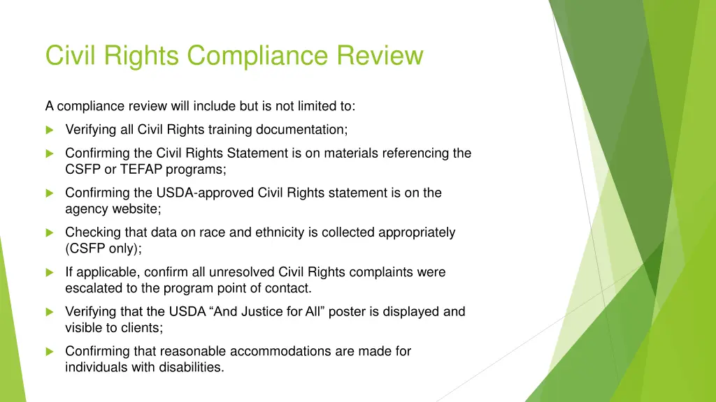 civil rights compliance review