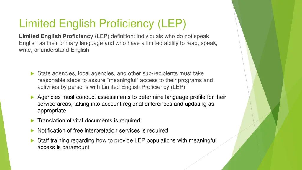 limited english proficiency lep