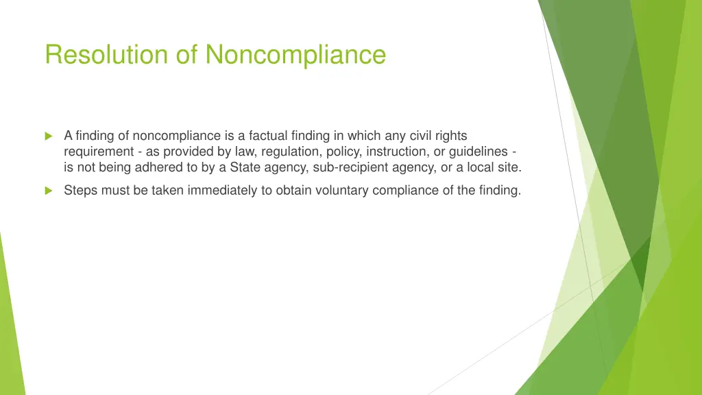 resolution of noncompliance