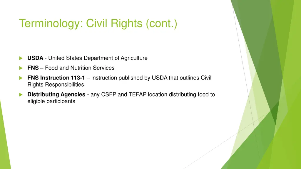 terminology civil rights cont