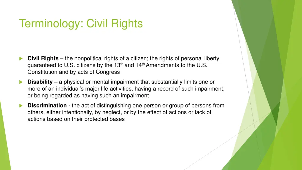 terminology civil rights