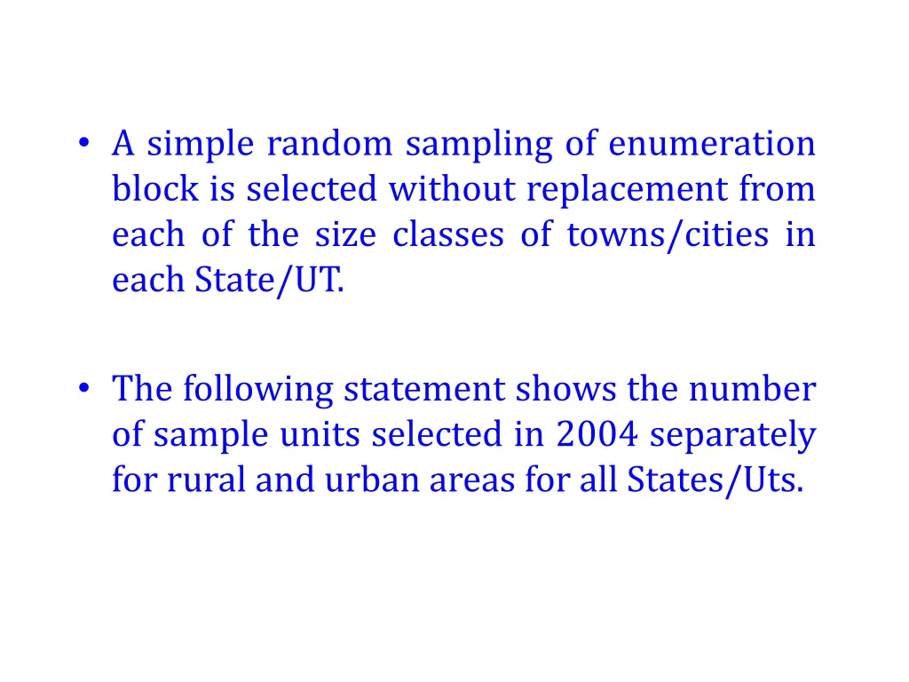 a simple random sampling of enumeration block