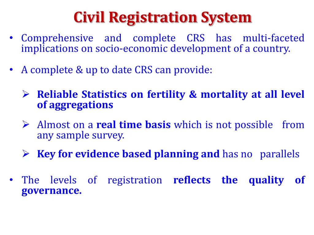 civil registration system comprehensive