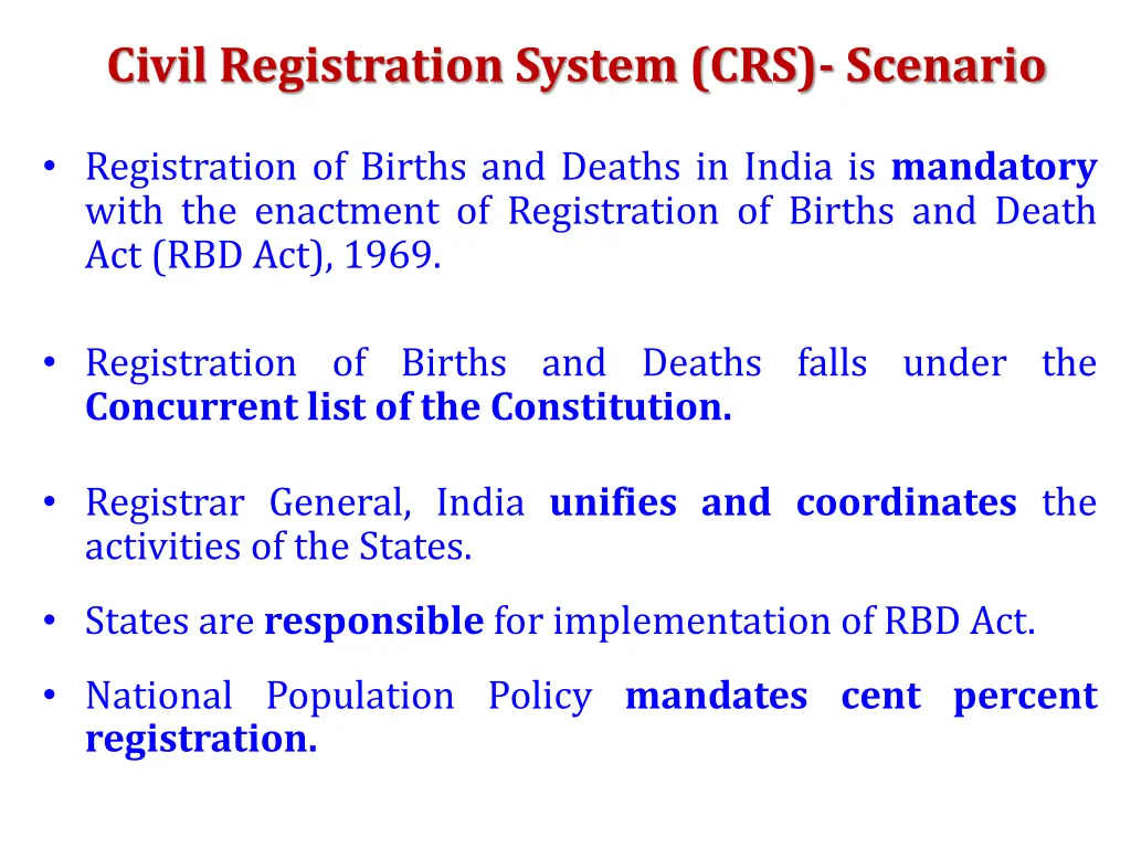 civil registration system crs scenario