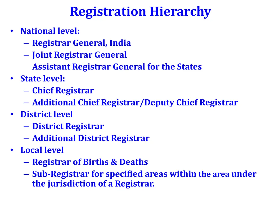 registration hierarchy 1