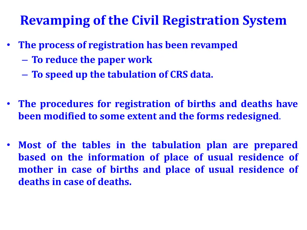 revamping of the civil registration system