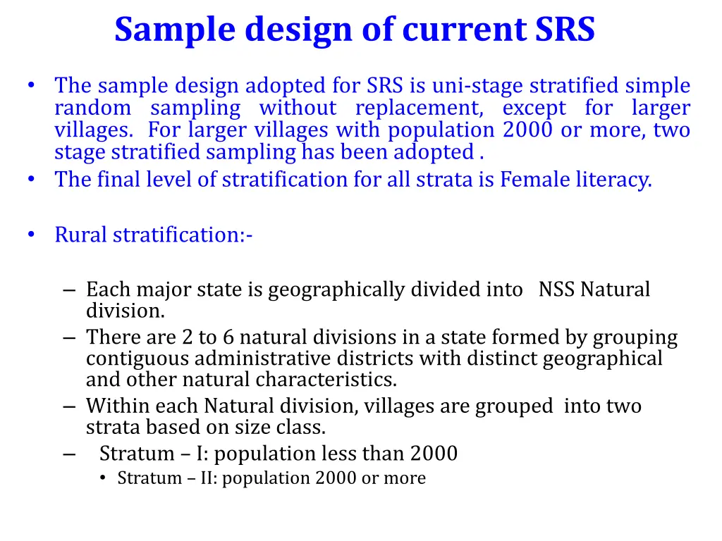 sample design of current srs