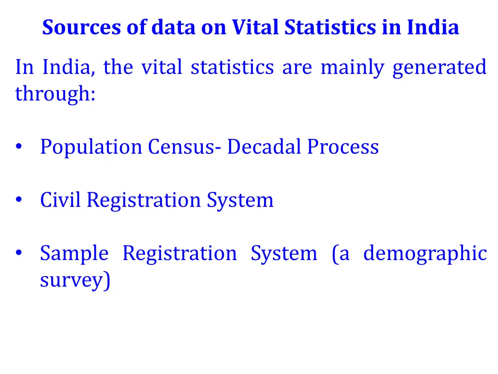 sources of data on vital statistics in india