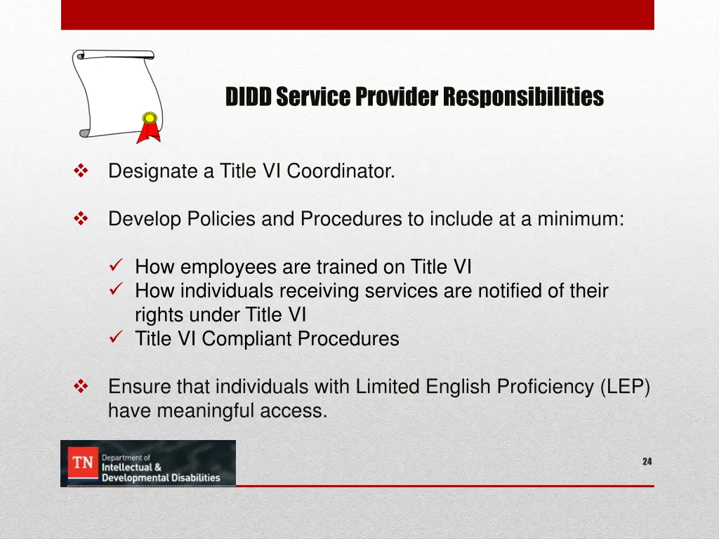 didd service provider responsibilities