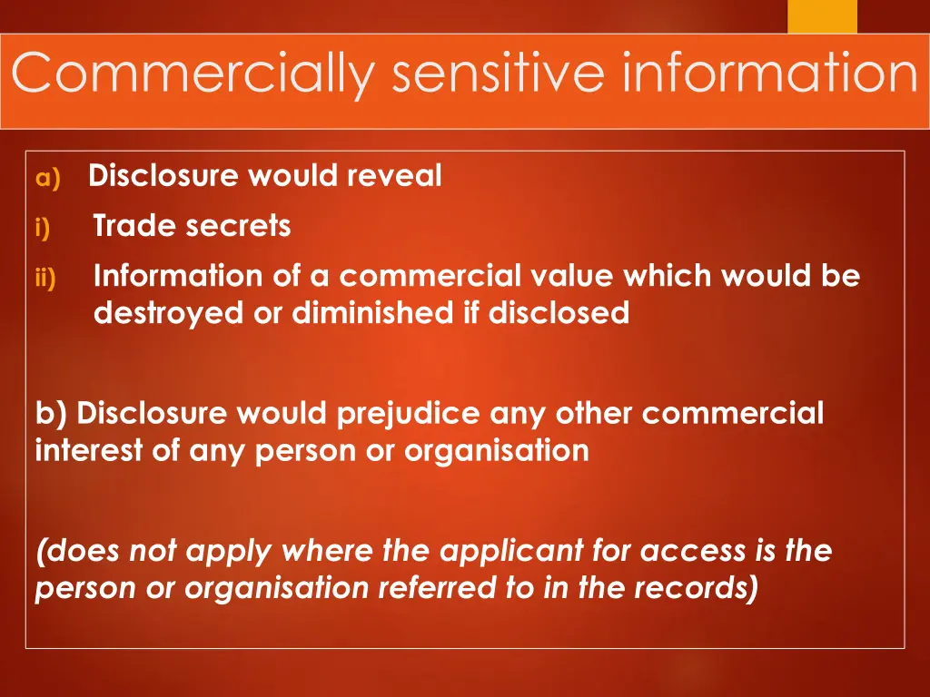 commercially sensitive information