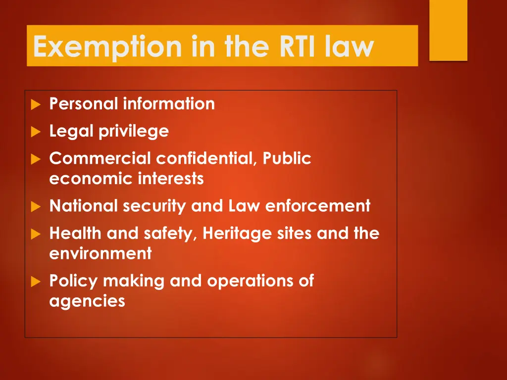 exemption in the rti law