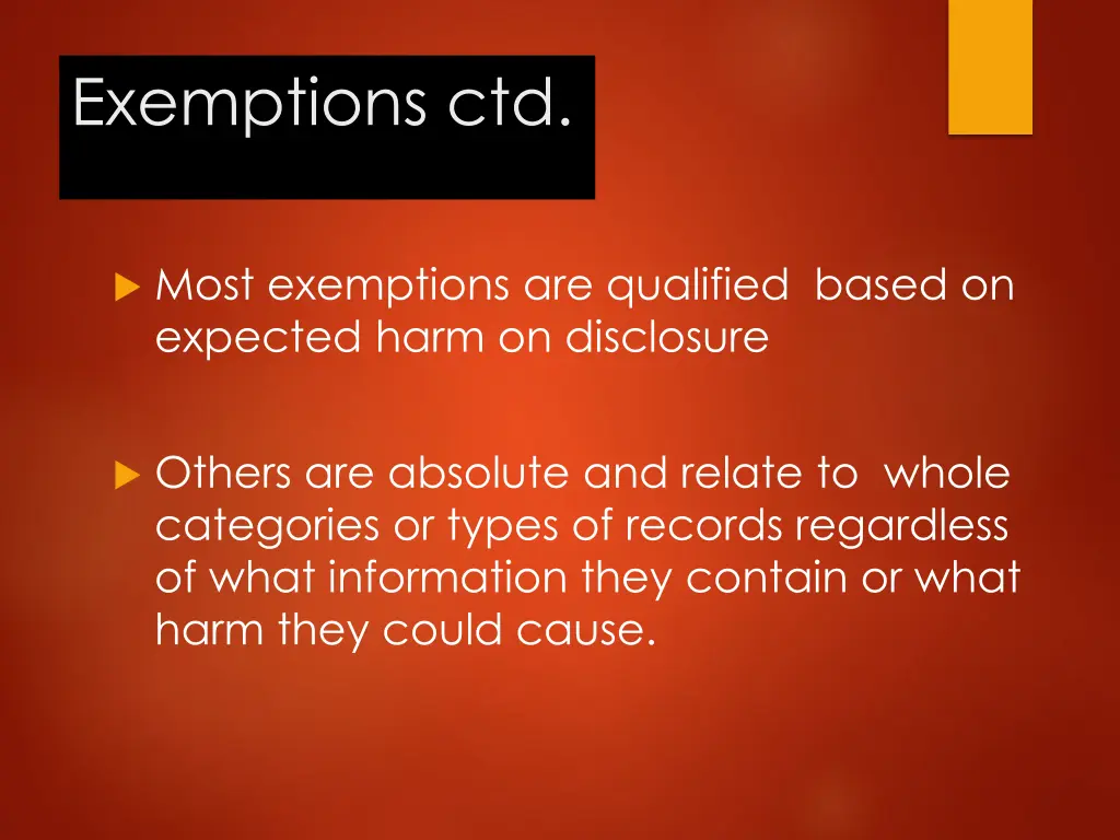 exemptions ctd