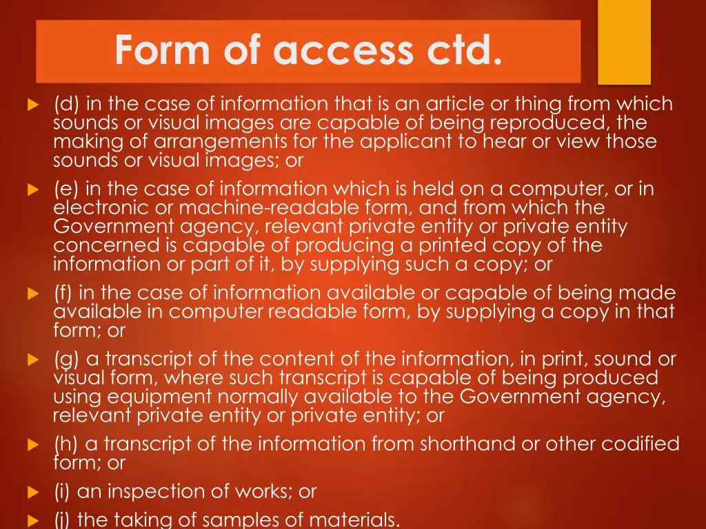 form of access ctd