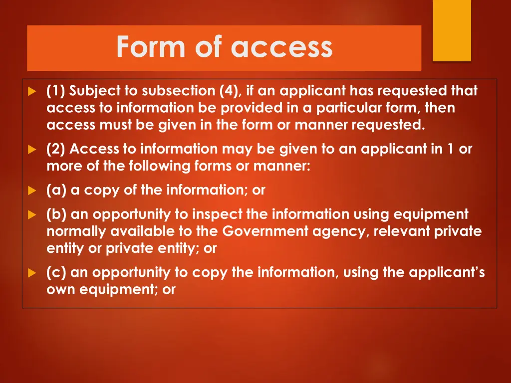 form of access