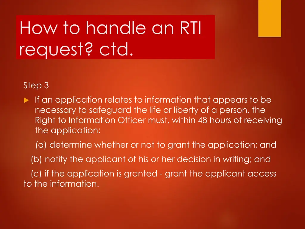 how to handle an rti request ctd