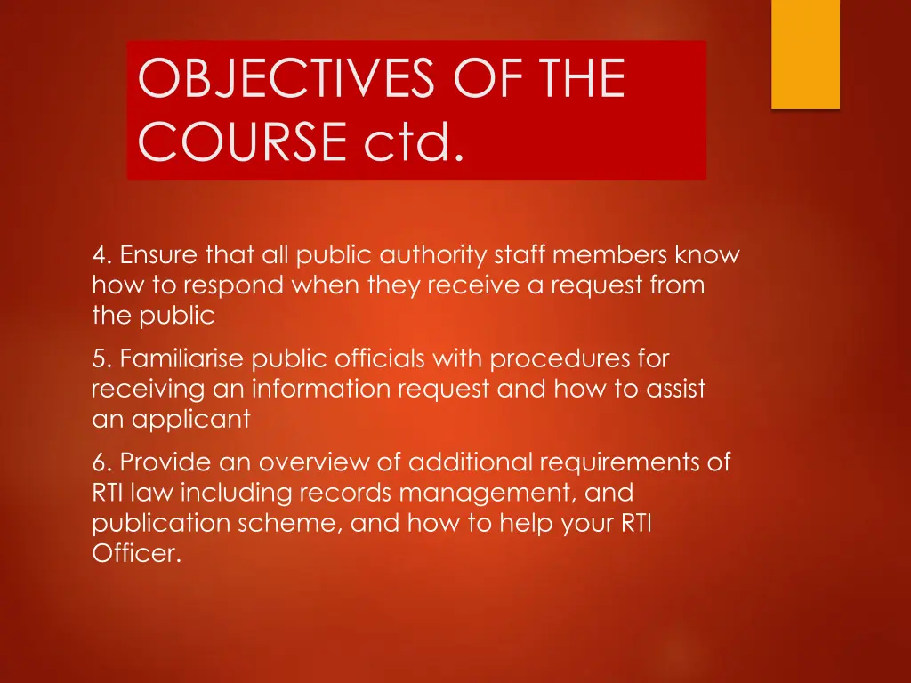 objectives of the course ctd