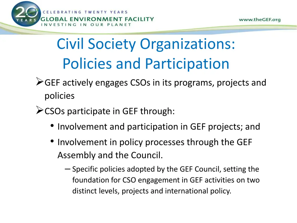 civil society organizations policies